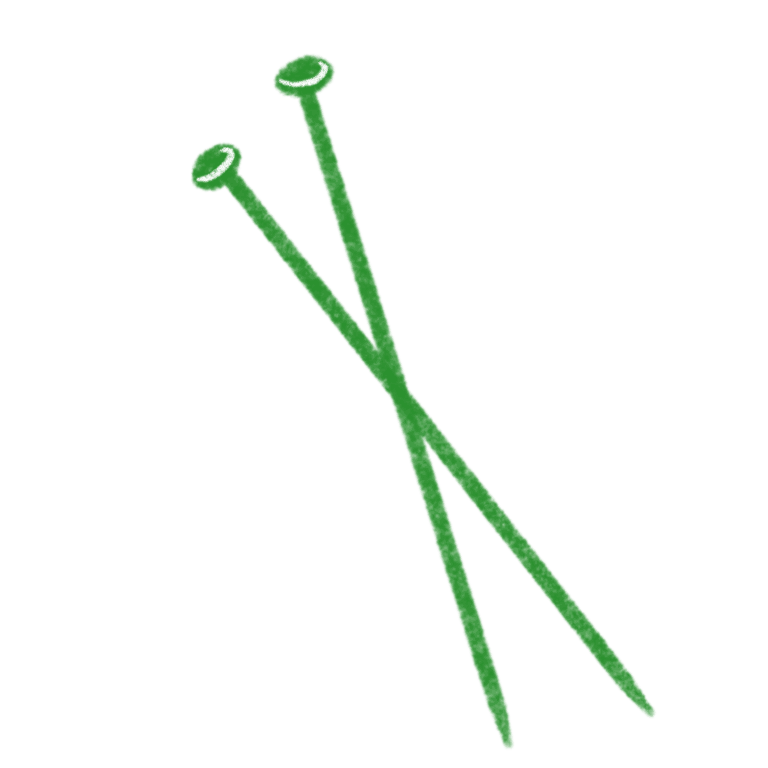green knitting needles